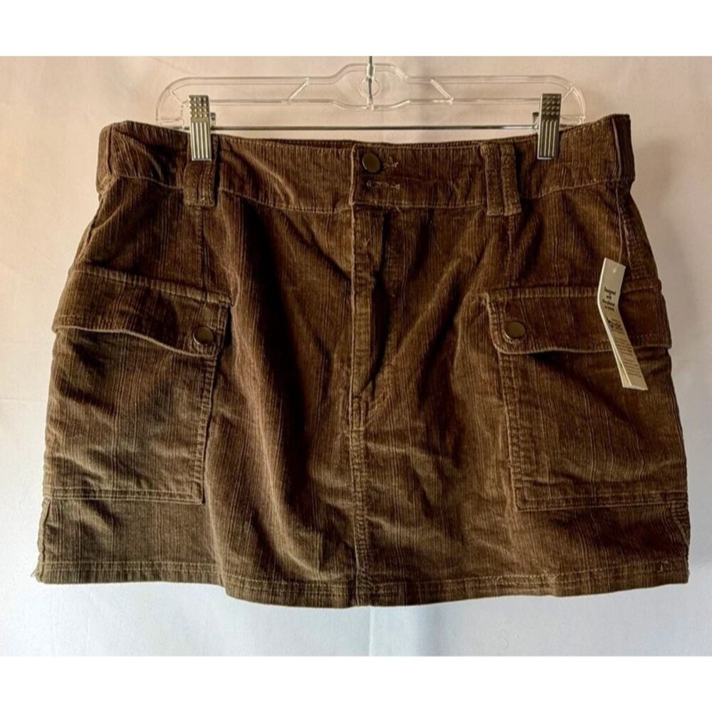 No Boundaries Brown Corduroy Cargo Mini Skirt Large 12-14 NWT Y2K